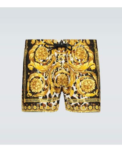 Versace Badeshorts mit Baroque-Print - Gelb