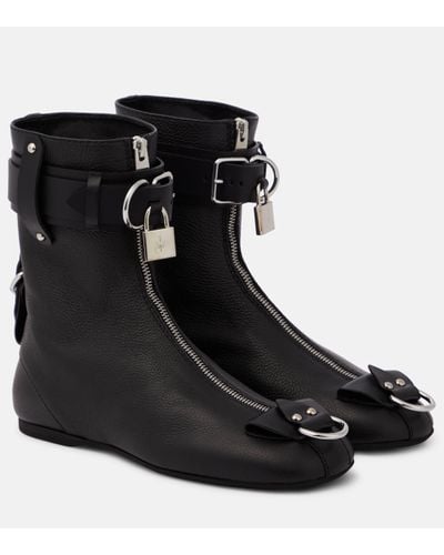 JW Anderson Lock Leather Ankle Boots - Black
