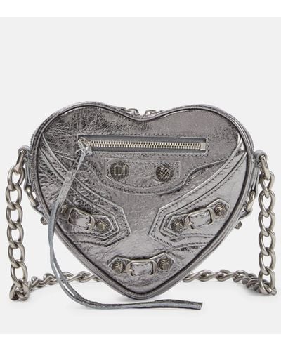 Balenciaga Mini sac à bandoulière Le Cagole Heart - Gris