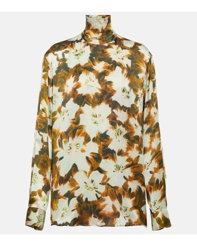 Dries Van Noten Top Contisy in seta con stampa - Metallizzato