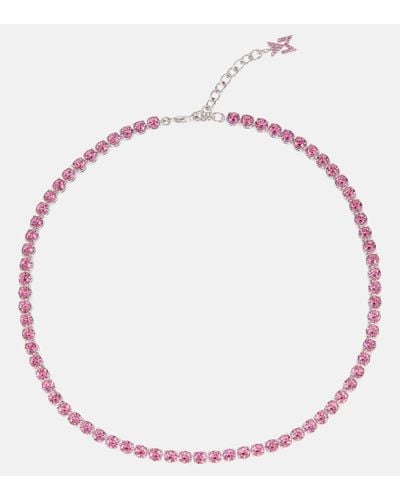 AMINA MUADDI Halskette Tennis mit Kristallen - Pink