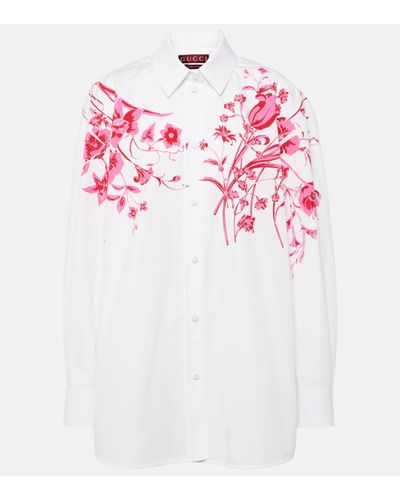 Gucci Floral Cotton Poplin Shirt - Pink