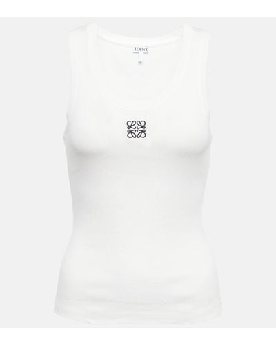 Loewe Anagram-embroidered Stretch-cotton Tank Top - White