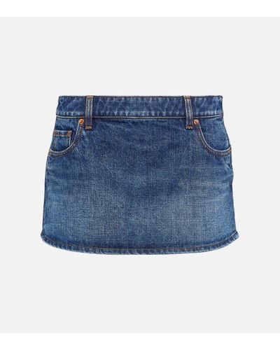 Valentino Mini-jupe a taille basse en jean - Bleu