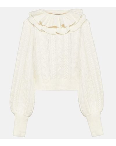 Zimmermann Luminosity Cable-knit Wool Sweater - White