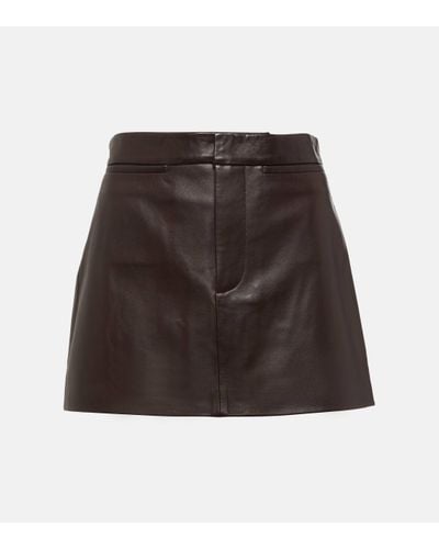 FRAME Leather Miniskirt - Brown
