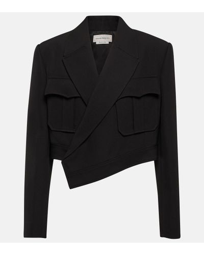 Alexander McQueen Wool And Cotton Cropped Jacket - Black