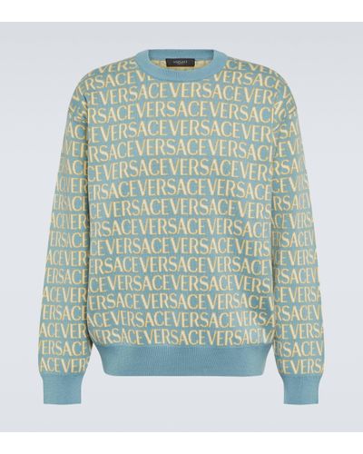 Versace Pull en coton a logo - Vert