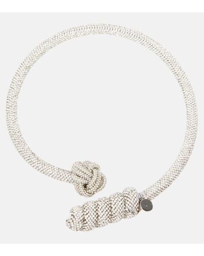 Max Mara Halskette Sand mit Kristallen - Weiß