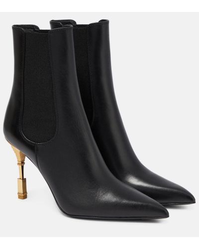 Balmain Moneta Leather Ankle Boots - Black