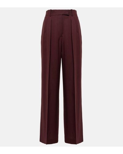 The Row Antone High-rise Virgin Wool Wide-leg Trousers - Red
