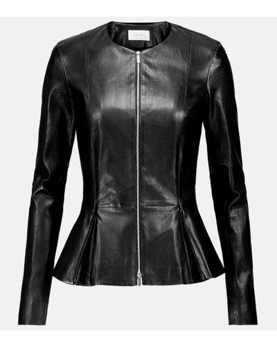 The Row Anasta Bonded Leather Jacket - Black