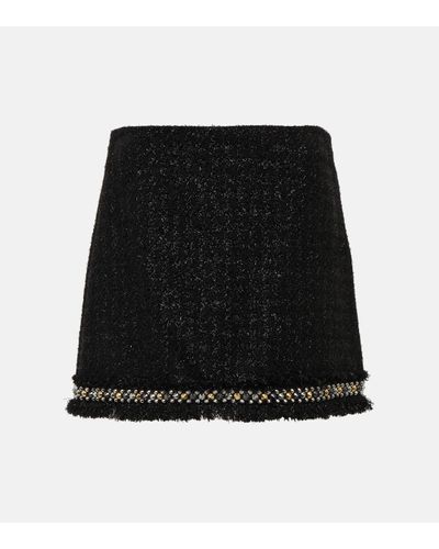 Versace Mini-jupe en tweed metallise a ornements - Noir