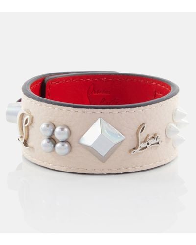Christian Louboutin Paloma Embellished Leather Bracelet - Red