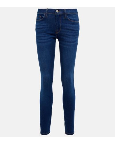 FRAME High-Rise Jeans Le Skinny de Jeanne - Blau