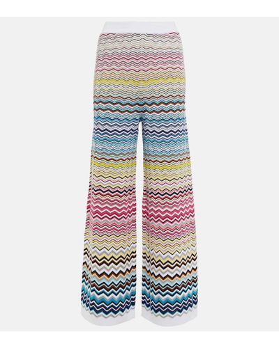 Missoni Pantalones anchos de punto en zigzag - Multicolor