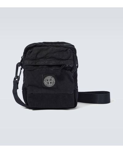 Stone Island Compass Linen-blend Crossbody Bag - Black