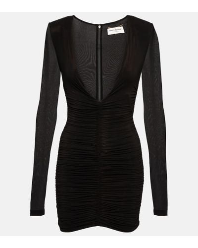 Saint Laurent Vestido corto de jersey - Negro