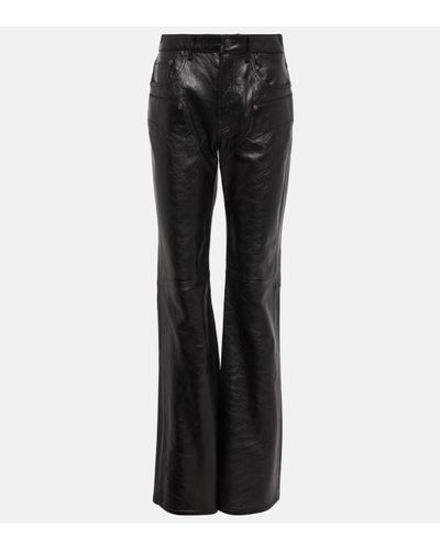 Acne Studios Flared Leather Trousers - Black