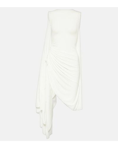 Alaïa Asymmetric Draped Jersey Minidress - White