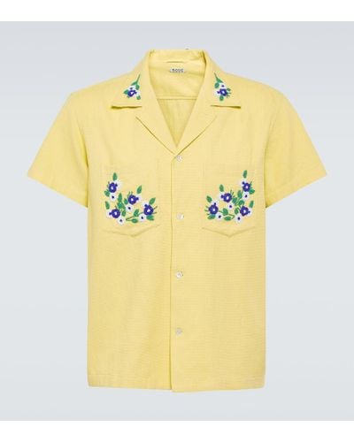 Bode Camisa Chicory de algodon bordada - Amarillo