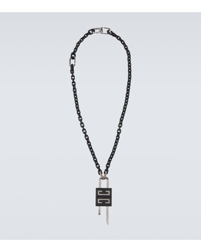 Givenchy Lock Brass And Enamel Necklace - White