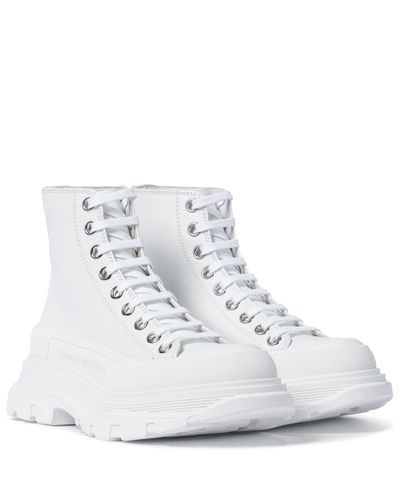 Alexander McQueen High-Top-Sneakers Tread Slick aus Leder - Weiß