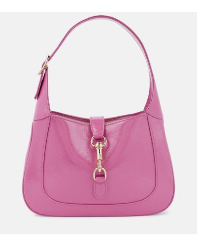 Gucci Jackie Small Patent Leather Shoulder Bag - Pink