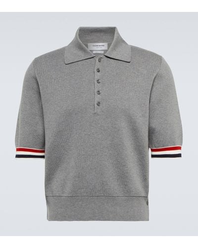 Thom Browne Cotton Knit Polo Shirt - Grey