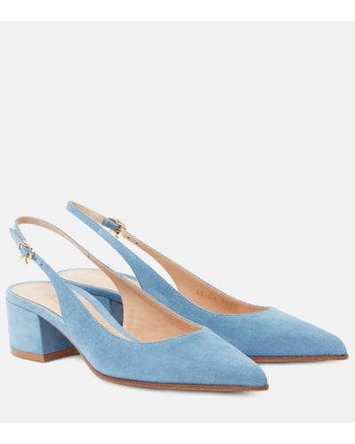 Gianvito Rossi Piper 45 Suede Slingback Court Shoes - Blue