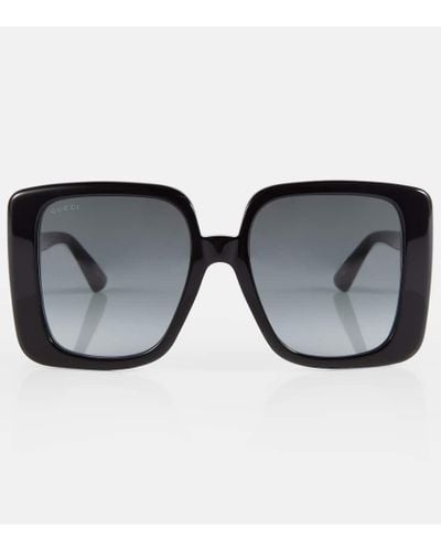 Gucci Eckige Oversize-Sonnenbrille - Schwarz