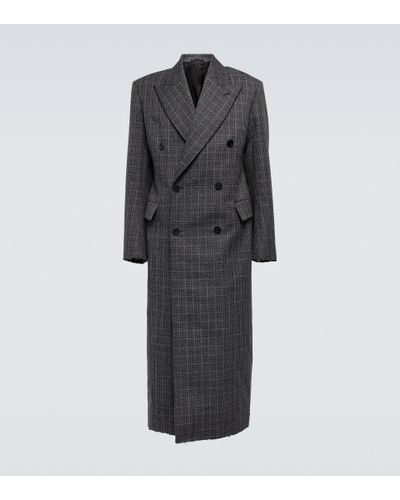 Balenciaga Doppelreihiger Mantel Raw Cut aus Wolle - Schwarz
