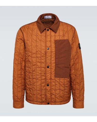 Stone Island Compass Quilted Jacket - Brown