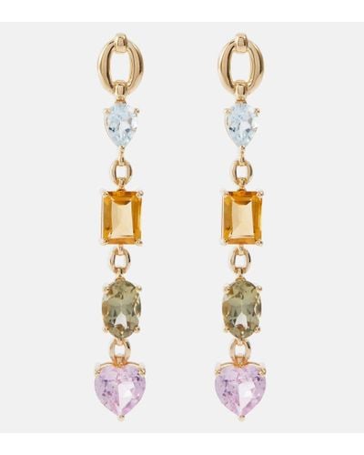 Nadine Aysoy Catena 18kt Gold Earrings With Topaz, Citrine, Amethysts And Sapphires - Metallic