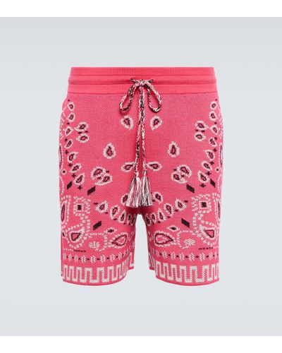 Alanui Bandana Cotton-blend Pique Shorts - Pink