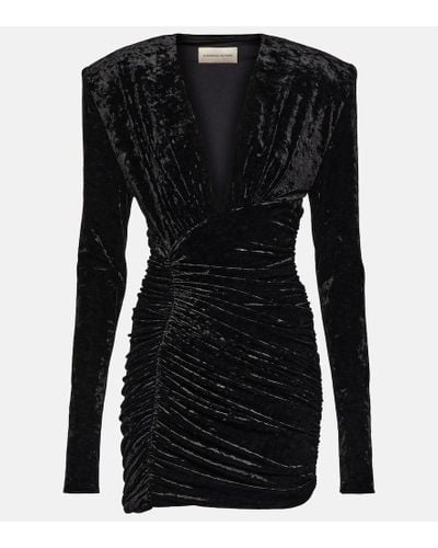 Alexandre Vauthier Gathered Velvet Minidress - Black