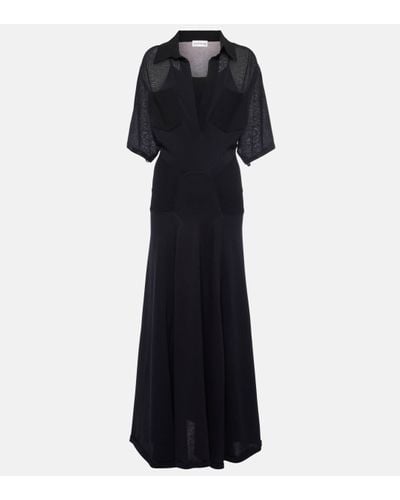 Victoria Beckham Panelled Cotton-blend Maxi Dress - Black