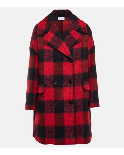 RED Valentino Checked Wool-blend Coat - Red