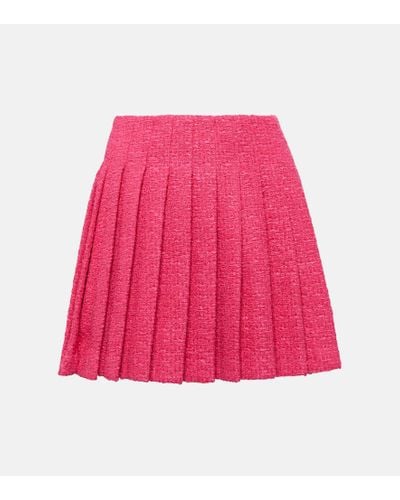 Self-Portrait Pleated Boucle Miniskirt - Pink