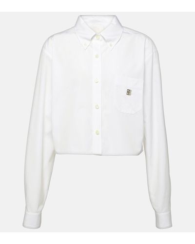 Givenchy Cropped Cotton Poplin Shirt - White