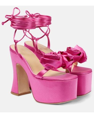 Magda Butrym Applique Satin Platform Sandals - Pink