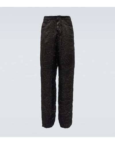 Balenciaga Pantalones anchos de saten - Negro