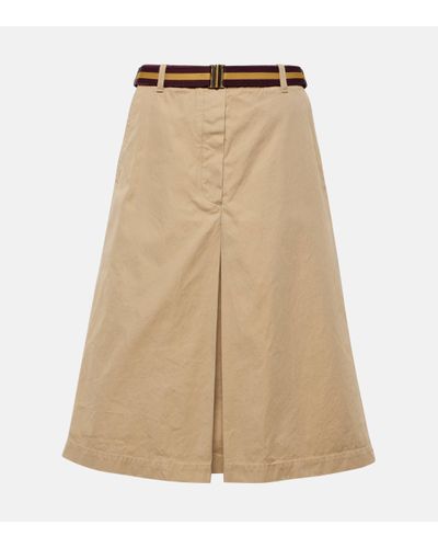 Dries Van Noten Cotton Midi Skirt - Natural