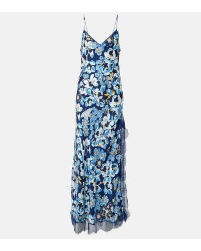 Poupette Floral Lace-trimmed Slip Dress - Blue