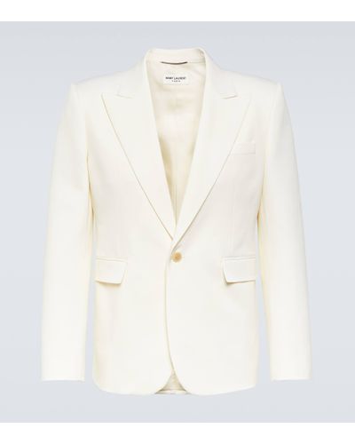Saint Laurent Wool Gabardine Blazer - White