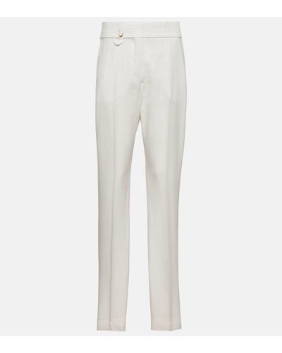 Jacquemus Le Pantalon Tibau Side-slit Slim Trousers - White
