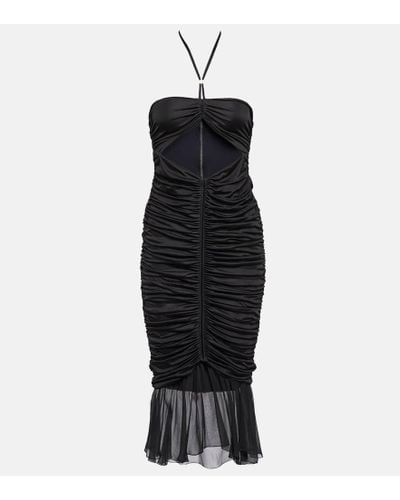 Blumarine Ruched Jersey Midi Dress - Black