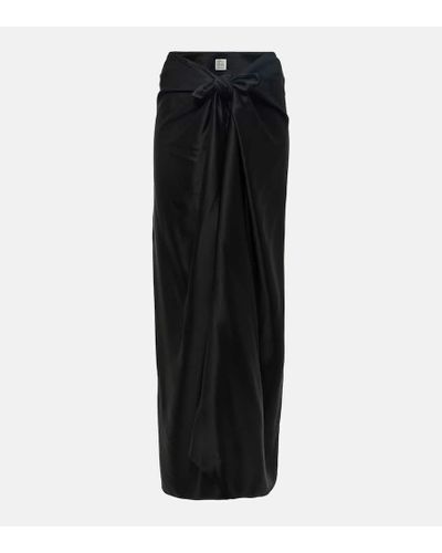 Totême Knot-detail Satin Maxi Skirt - Black