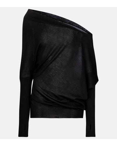 Tom Ford Pull asymetrique en cachemire et soie - Noir