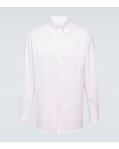 Loro Piana Agui Striped Cotton Oxford Shirt - White